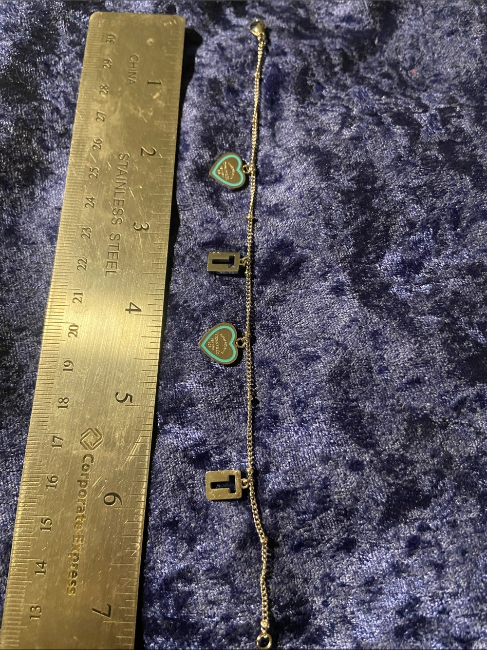 Tiffany Designs Gold-Tone Bracelet with Turquoise Heart & Lock Charms